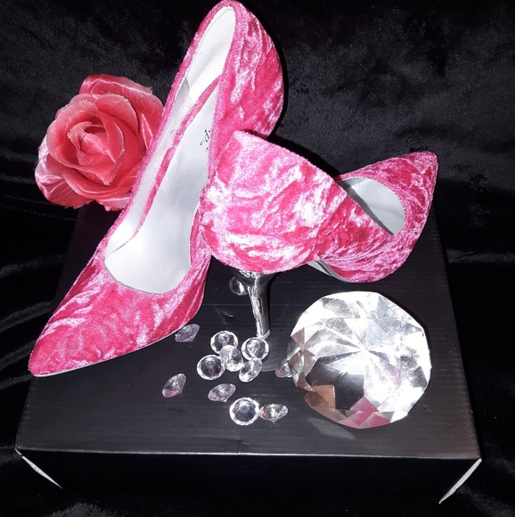 Pink Velvet Heels - Picture 2 of 4